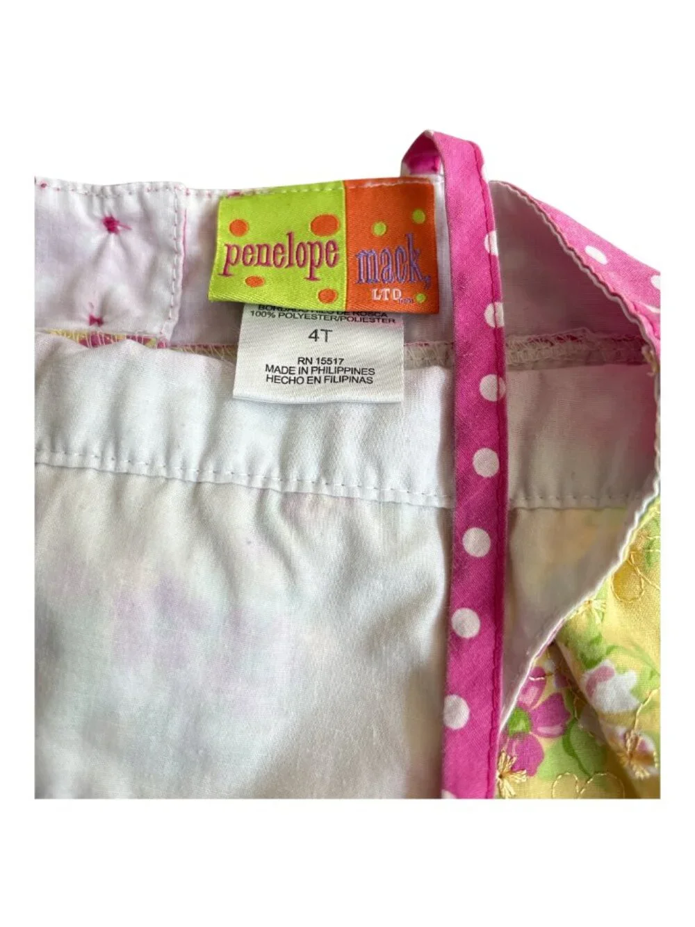 PENELOPE MACK TODDLER SUMMER DRESS WITH FLOWERS AND POLKA DOTS FULLY LINED 4T